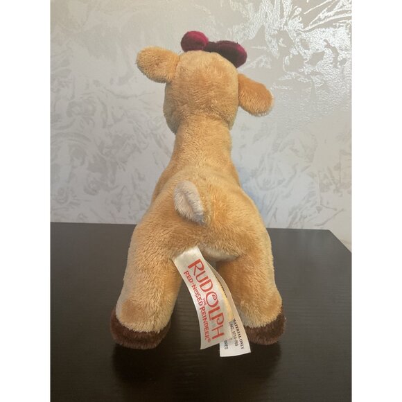 Vintage DanDee Rudolph Plush Toy 8" Brown Red-Nosed Reindeer Soft Stuffed Animal - Picture 4 of 6